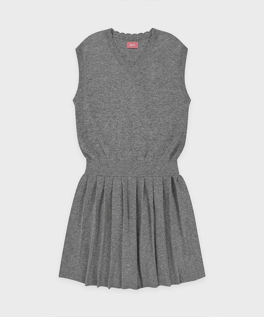 Sinun Wool-Blend Pleated Knit Dress (Grey)