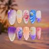 Summer Floral 3D Short False Nails - Colorful Wearable Art Pieces