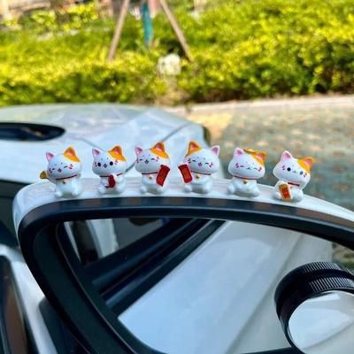 5/7pcs Mini Lucky Cat Car Ornaments Fortune Cat Figurines Lovely Cute Cat Micro Landscape Ornament Automotive Interior