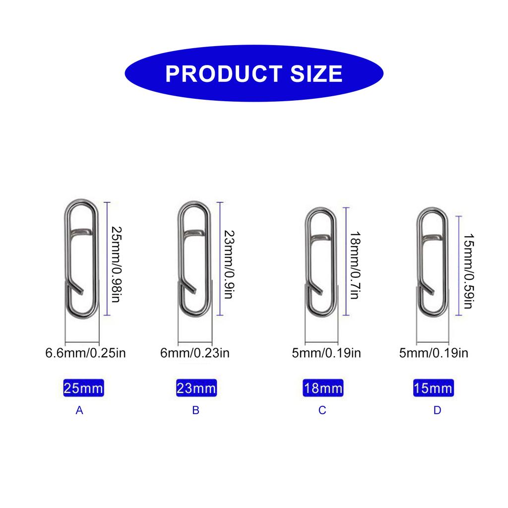 50Pcs Link Split Rings Snaps Power Fishing Clips Connector Fishing Clip Connector Fast Snaps Speed Clips Fishing Tackle