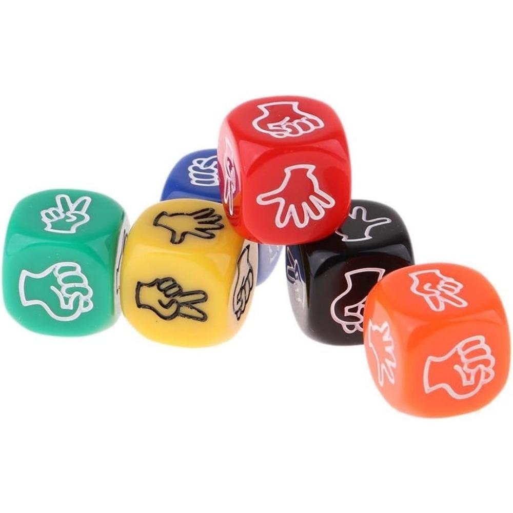 Rock Paper Scissors Dice, 6 Sided 6 Colors 20mm Scissors Game Dice, Dice Game, Finger Guessing Game Dice for Adults Kids Family Party (6PCS)