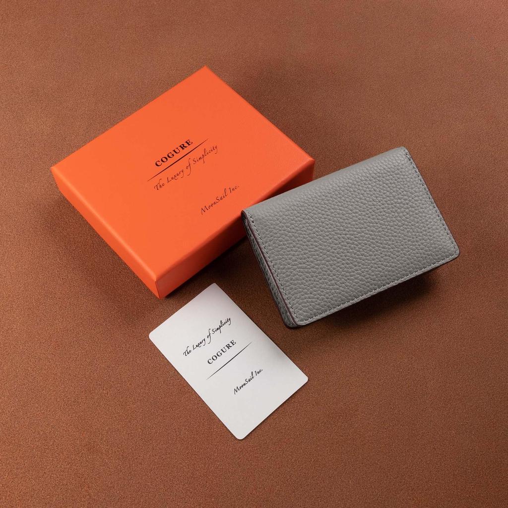 COGURE Business Card Genuine Shrink Calf Large Capacity Gift Box Black Case, Leather, Bifold, (50 Cards), Unisex, Included, COPCC50,