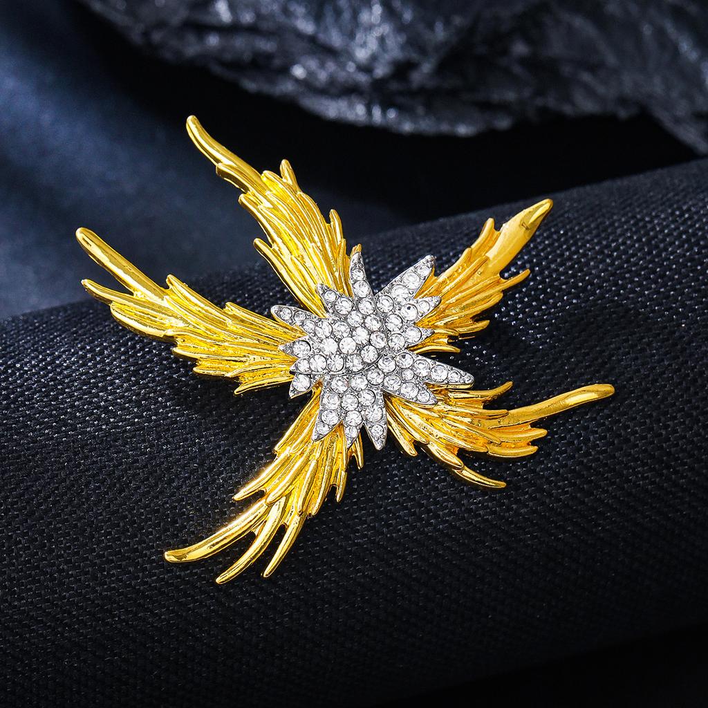 New Personalized Creative Flame Starfish Brooch Exquisite High-end Alloy Rhinestone Men's Suit Corsage Accessories Collar Pin