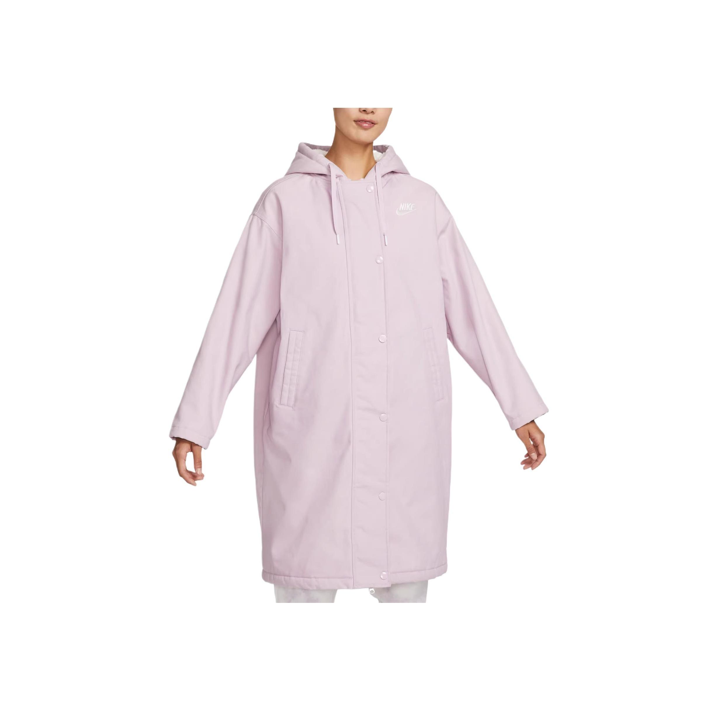 

Nike Sportswear Loose Warm Comfortable Windproof Cold-Resistant Mid-Length Cotton Coat Women Coats Light-Pink Purple FD6684-576 L