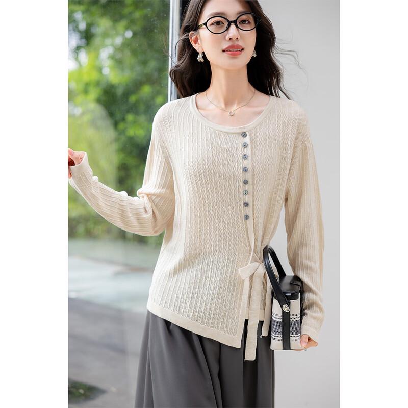 Women's Tie-Waist Knit Long Sleeve Top