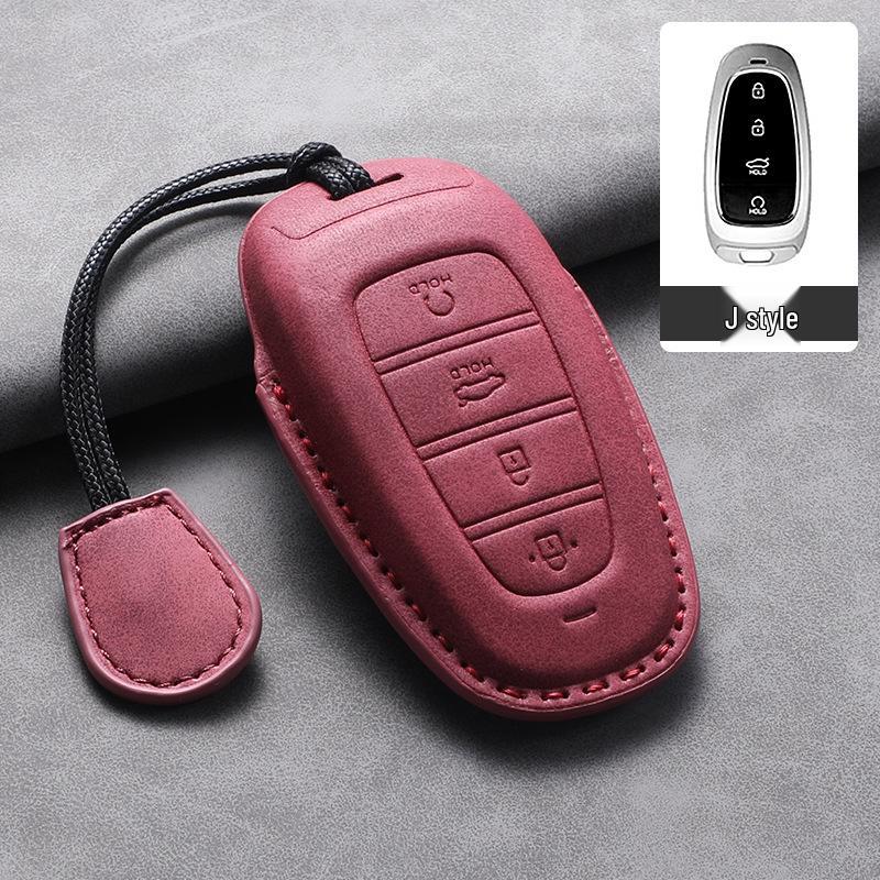 Hyundai Tucson 2023-24 L Key Case: Lambskin Leather Protective Shell for Men & Women, Full Wrap.