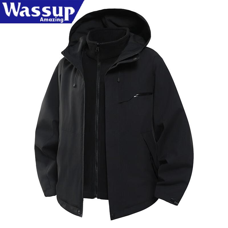 WASSUP AMAZING Women's 3-in-1 Windproof and Waterproof Hooded Jacket