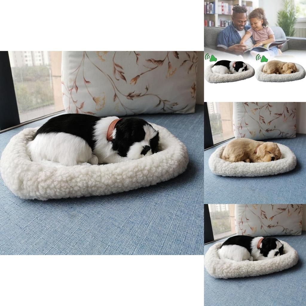 Perro de peluche realista con respiración, decoración para el hogar con piel sintética para fotografía y regalo.