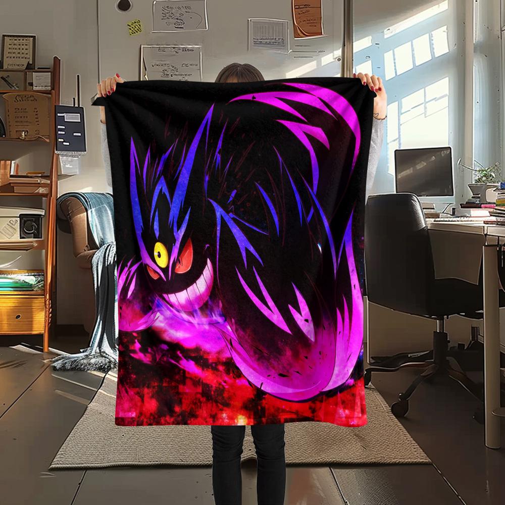 Gengar  Print Flannel Blanket, High Quality Comfortable for All Seasons, Home Decor, Warmth and Comfort