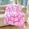 pink heart spider web design flannel throw blanket, reusable all season cozy cover, polyester, nonwoven, digital print, country