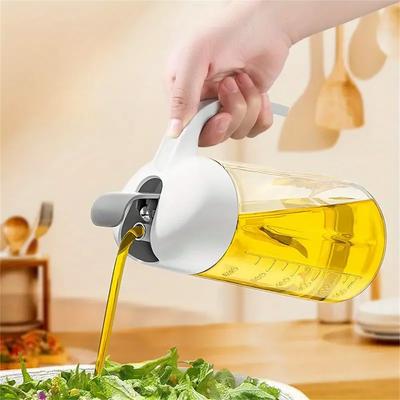 630ml Automatic Opening&Closing Glass Oil Pot Oil Bottle Leak Proof with Scale Cooking Wine Soy Sauce Pot Household Kitchen Tool