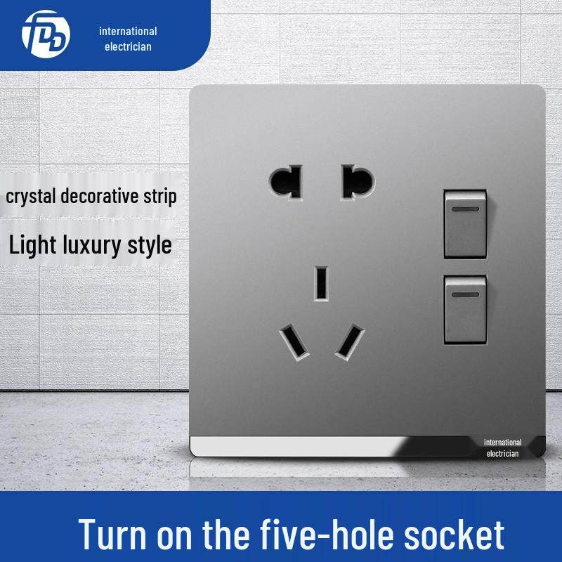 Dual-Gang 86 Type Wall Socket Panel with Double-Control Switch