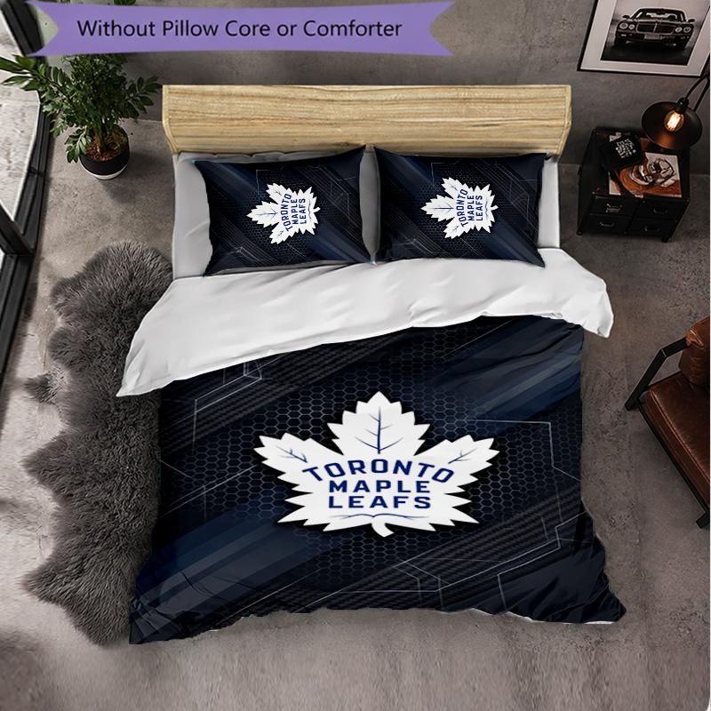 Toronto Maple Leafs Pattern Microfiber 3Pcs Bedding Set Decor Duvet Cover Set For Bedroom Home Use