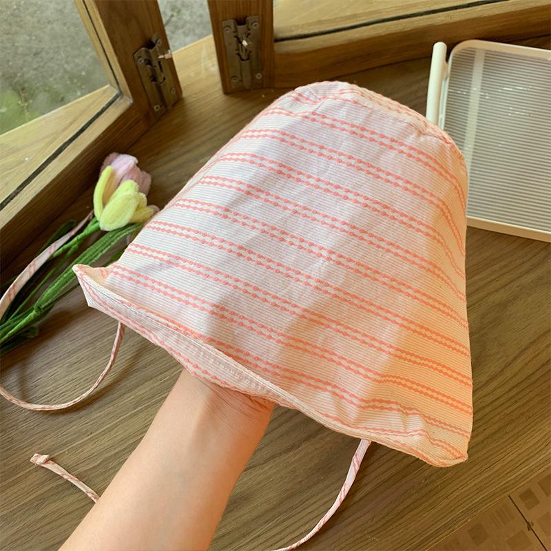Striped Bucket Hat For Women Summer Sunscreen Big Brim Foldable Sun Cap Breathable Sunscreen Fisherman Hats Gifts