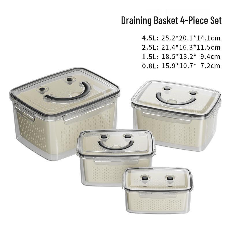 Outdoor Food-Grade Double-Layer Drain Basket & Storage Box for Vegetables & Fruits - Insect & Dust Proof, Fresh-Keeping for Refrigerator.