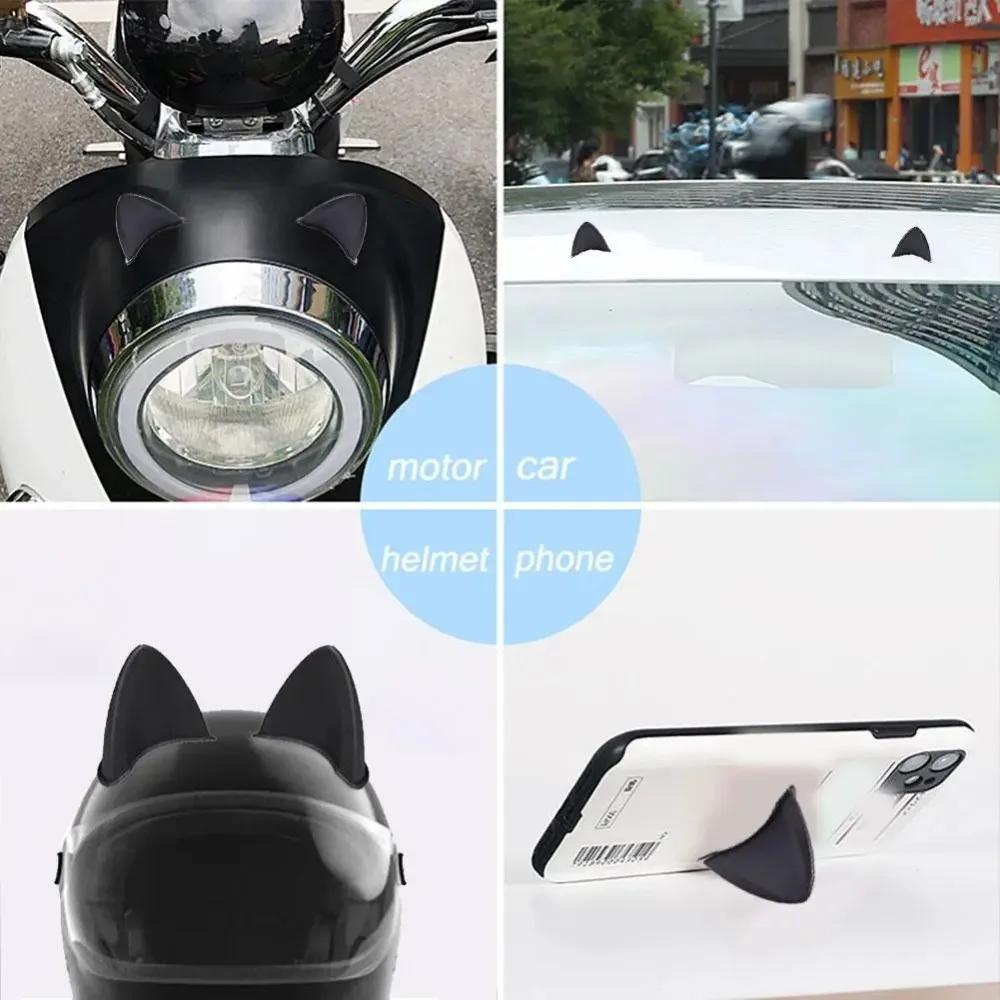 2PCS Motorcycle Headlight Helmet Decoration Cat Ear Motorcycle Helmet Cute Car Decoration Sticker Motorcycle