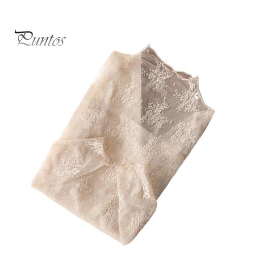 

Женская кружевная рубашка с полувысоким воротником и длинным рукавом, прозрачная вышитая кружевная цветочная вышивка, топы с сексуальным низом M