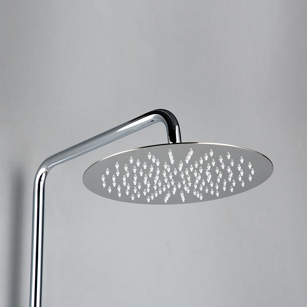 Set Robinet Amestecător Termostatic pentru Duș, Robinet Termostatic de Baie, Montare pe Perete, Braț cu Divertor, cu Spray de Mână și Cap de Duș Tip Plafon