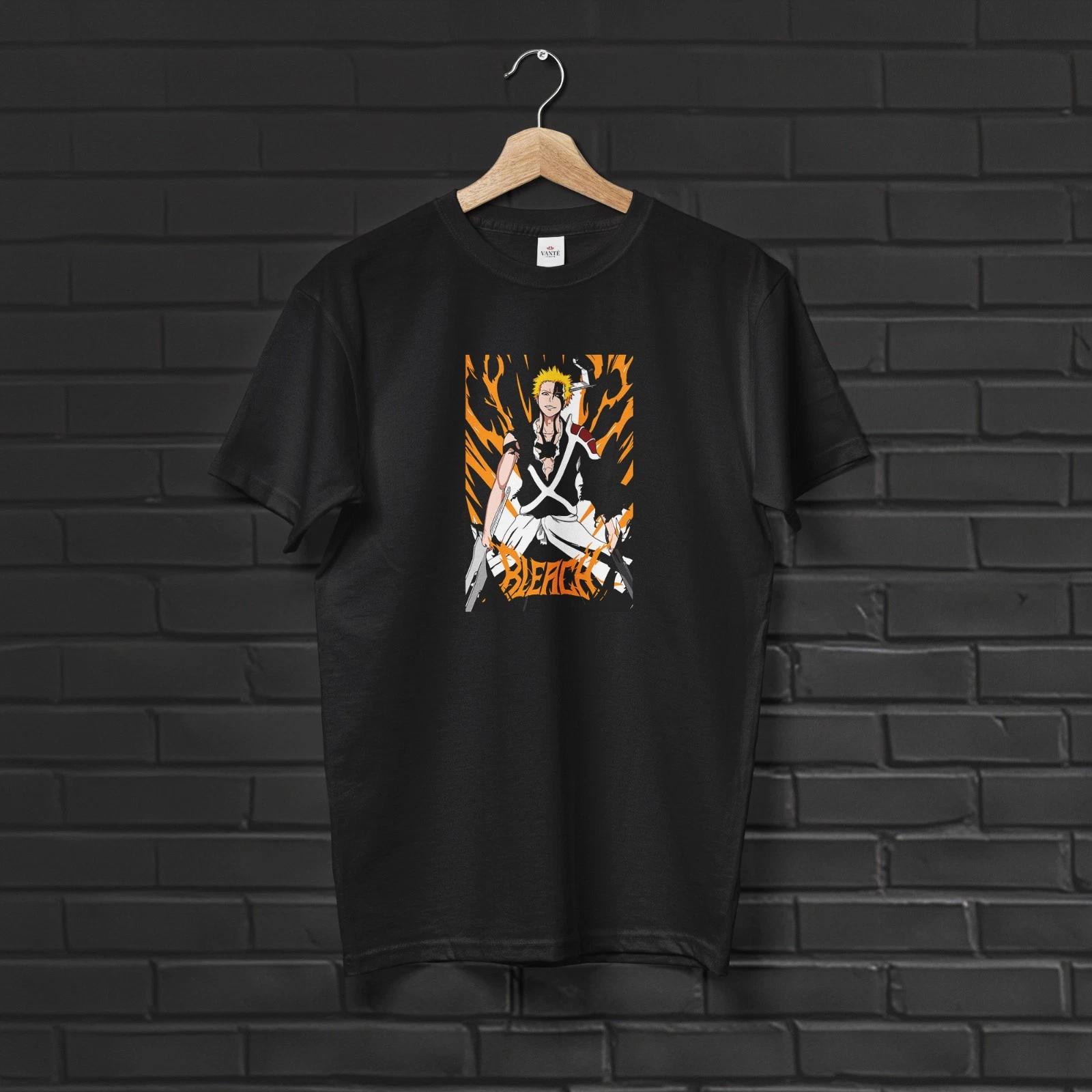 Ichigo Kurosaki T-Shirt Hollow Mask Soul Reaper Unisex Cotton Anime Manga Tee 4XL
