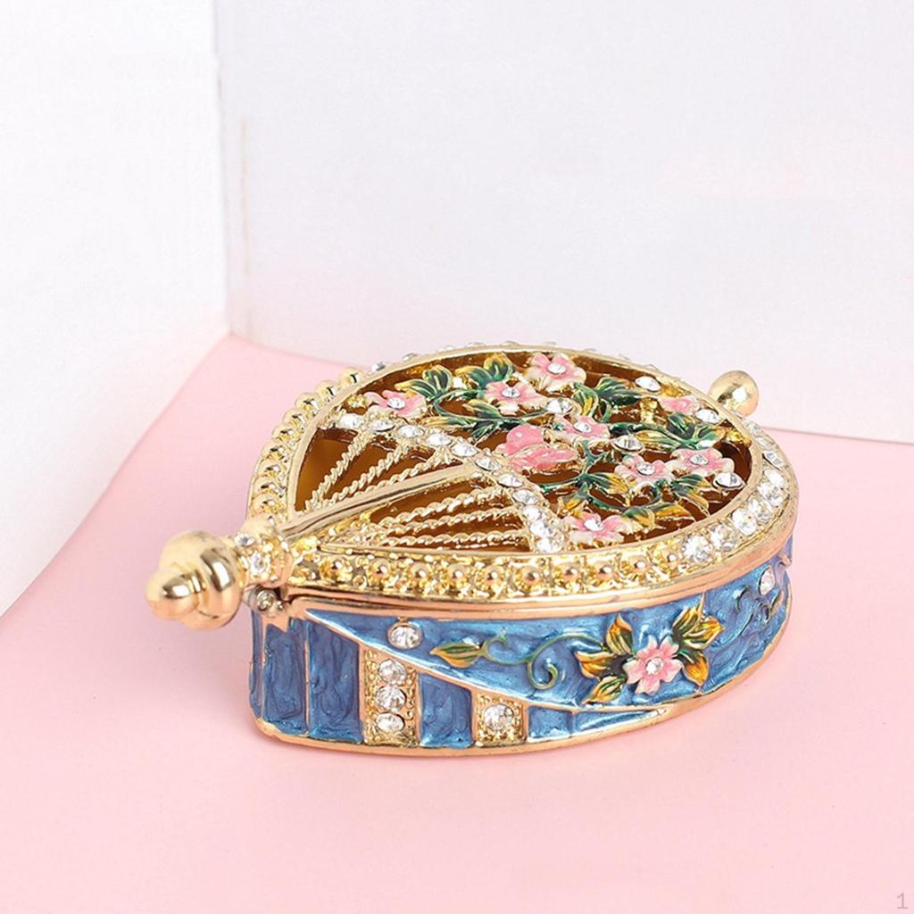Enamel Jewelry Box Decorative Organizer Dressing Table Trinket for Desktop