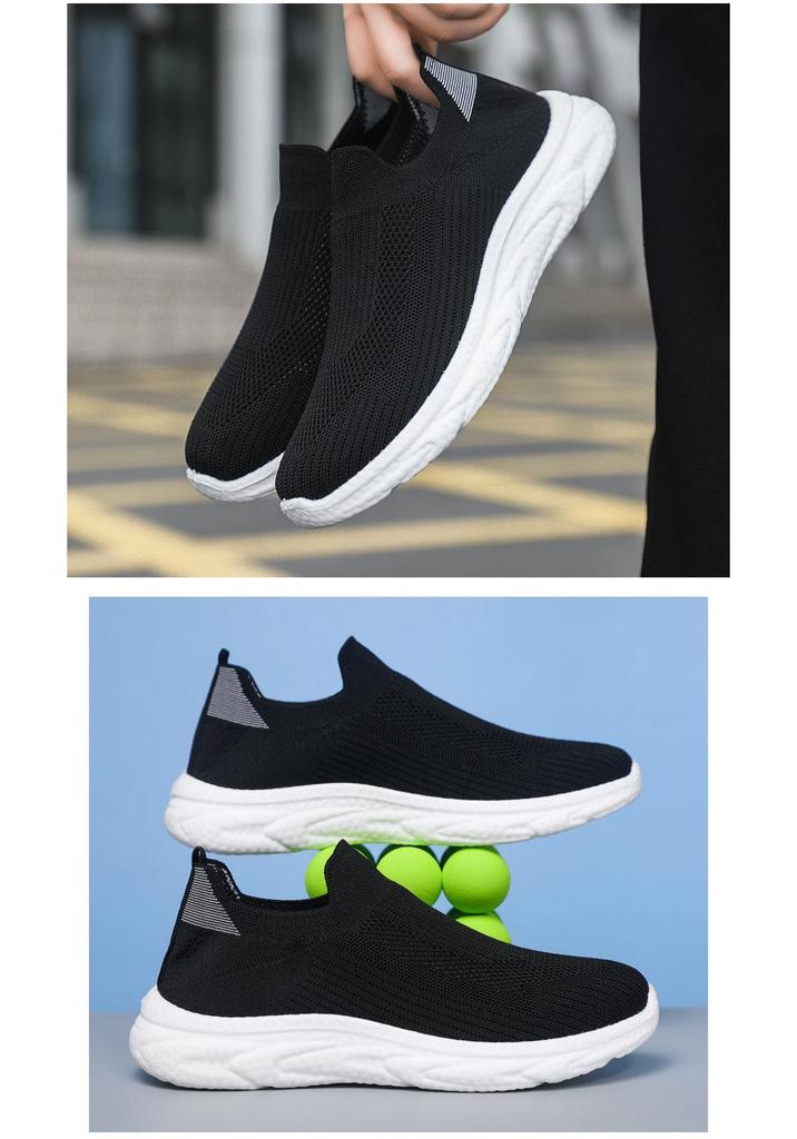 Men's Flyknit Mesh Slip-On Sports Shoes – Comfortable, Breathable, and Casual Walking Shoes