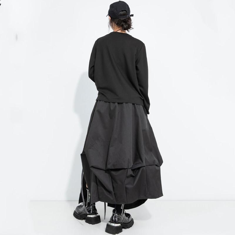 plus size High waist Black vintage Spring autumn Winter casual loose long for woman skirts womens skirt