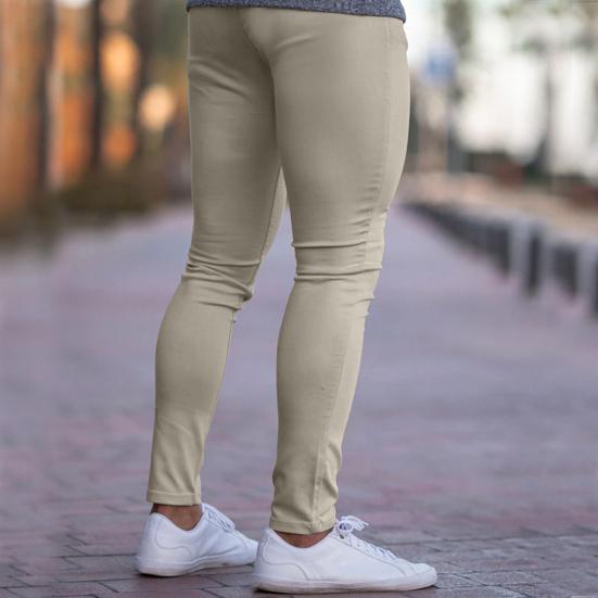 Herren Hose Slim Fit Einfarbige Knöchellänge Weich Atmungsaktiv Mittlere Taille