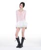 Alkialka Ribbon Tiered Mini Skirt (Ivory)