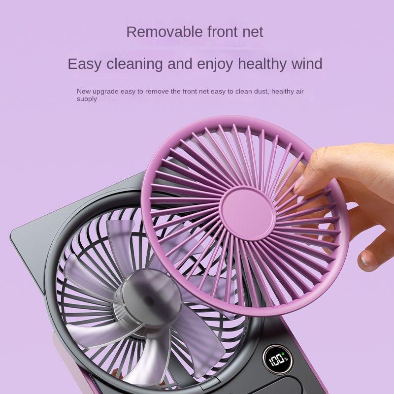 Ventilateur de bureau ultra-fin Affichage numérique Chargement USB Vent puissant Portable Silencieux Style carte Ventilateur Chambre à coucher Bureau Été Petit ventilateur
