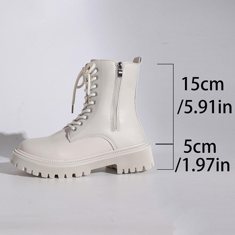 Fashion 2025 Zippers Platform Ankle Boots for Women Autumn Winter Warm Thick Plush Short Booties Mujer Thick Sole Lace Up Boots Woman