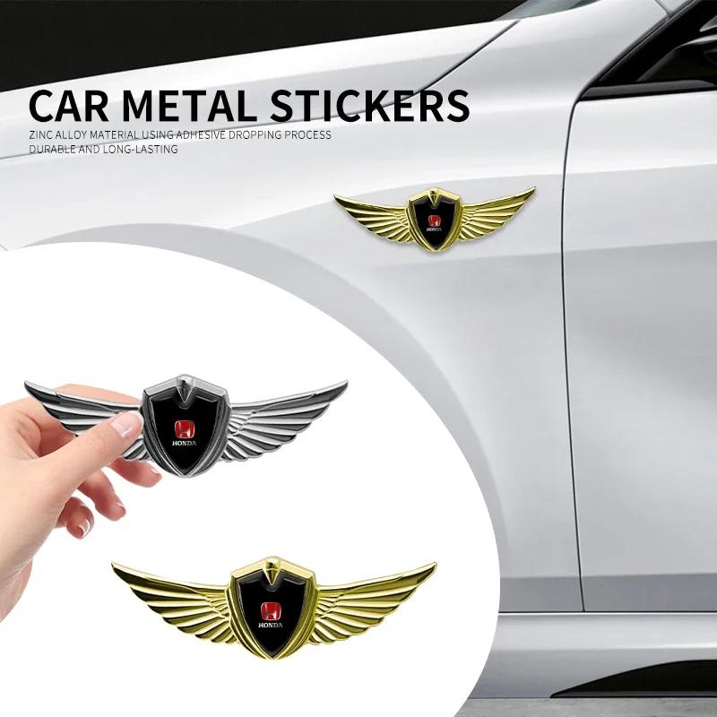 3D Wings Styling Metal Car Emblem Sticker Auto Accessories For Honda Civci FIT CRV Accord Jazz HRV Dio Stepwgn Prelude Odyssey