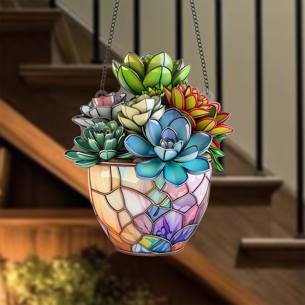 Colorful Blue Enchantress Vase 2D Acrylic Disc With Chain Jewelry Pendant Porch Decoration Hanging Sign