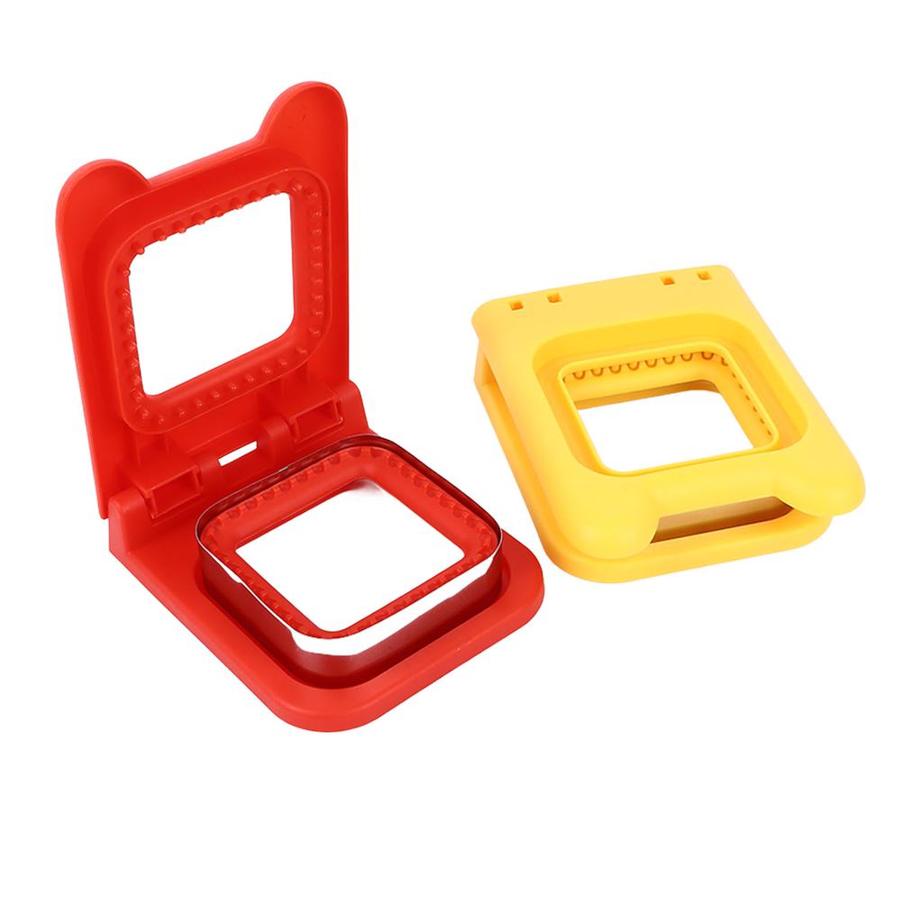 2 Pcs Red and Yellow Square Sandwich Cutter Stainless Steels Sandwich Cutters Set Sandwich Cutting