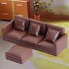 1/12 Scale 3 Seater Sofa Miniature Furniture Photo Props with Footrest Model for Furnishings