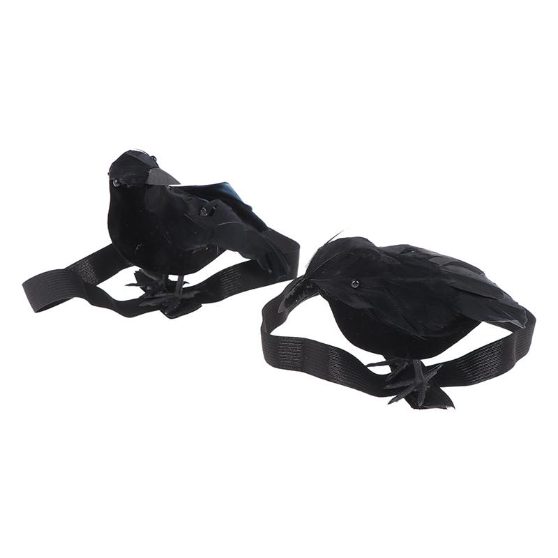 Halloween Simulation Black Crow With Shoulder Elastic Band Crow Ornaments Cosplay Costume Props Holiday Party Decoration