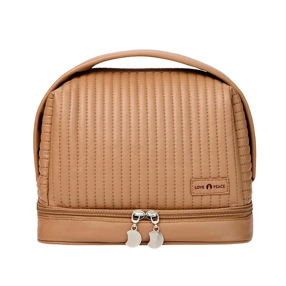 

Women Toiletries Organizer Dry Wet Separation Double-layer Toast Cake Shape Storage Bag Waterproof Large-capacity for Travel