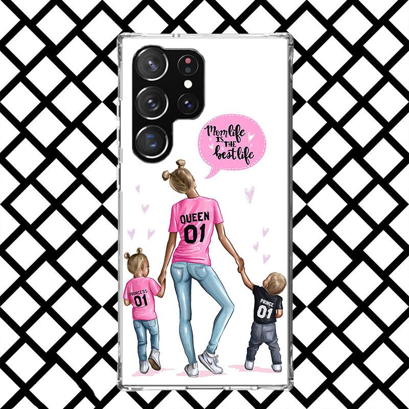 Mom Baby Girls Phone Case for Samsung Galaxy S26 S25 Edge S24 S23 Ultra S22 Plus S21 FE S20 + Soft Cover Print Fundas Galaxy S25