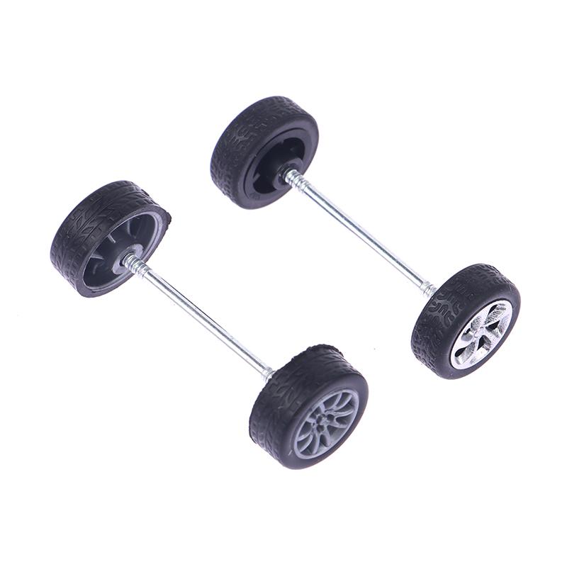 1Set 1:64 Car Wheels For Hotwheels Rubber Tire With Wheel Axle Model Modified
