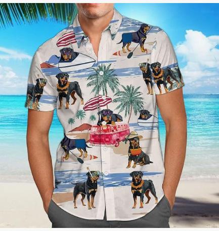 Summer Hawaiian Shirt Men's Fashion Digital Printing Short Sleeve One Hong Kong Trendy