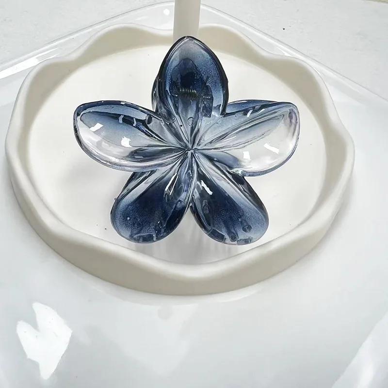 New Gradient Flower Hair Claw Clips Non-Slip Hair Clips for Women Cute Shark Clips Hawaiian Hair Flower Clip Large Plumeria
