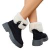 Low-heeled Warm Boots, Plus-size Shoes, Woolen Boots, Suede Low-top Snow Boots for Women