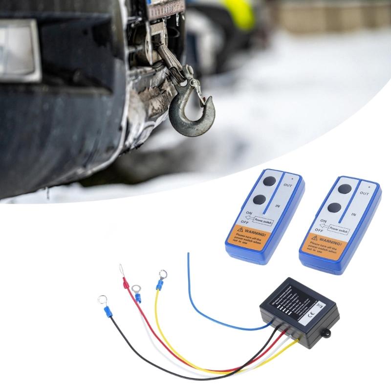 Wireless Electric Winch Remote Control Set with Manual Transmitter for Trucks and ATVs with 100 Foot Range and 12V Motor