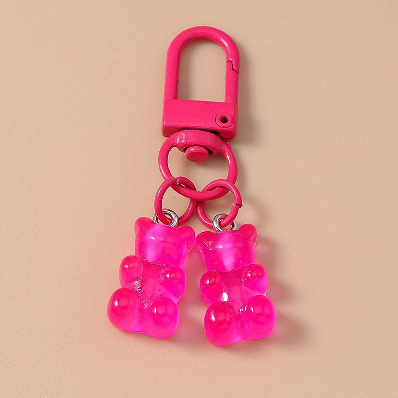 Cute Resin Candy Bear Keychain 3D Simulation Animal Key Rings for Women Girls Handbag Pendants DIY Kid's Jewelry Gifts