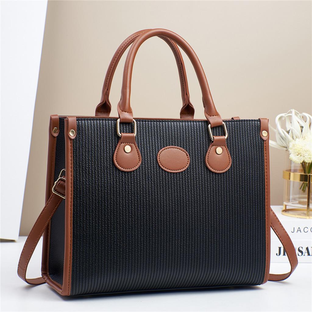 Contemporary Block Color Hand Tote Bag Offering Durable Pu Material Style And