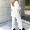 Winter Cozy Solid V-Neck Casual Daily Home Wear Two-Piece Set