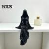 Non-fall Figurine Black Robe Girl Ornament, Gothic Dark Style Figurine, Durable PLA Material Ornament Halloween Sitter Sculpture, for E-sports