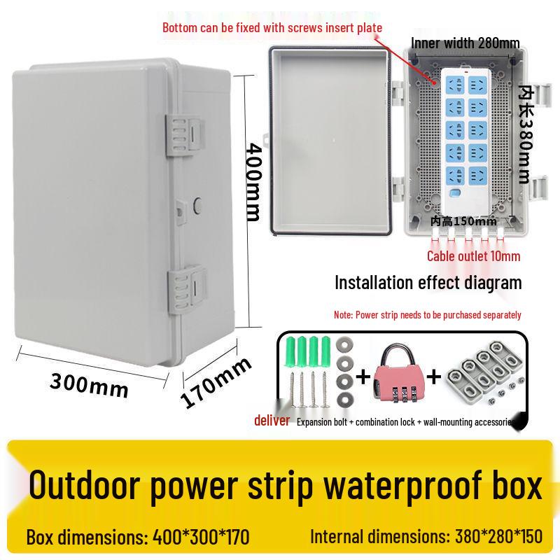 Zamykana wodoodporna skrzynka gniazdkowa zewnętrzna z osłoną przeciwdeszczową