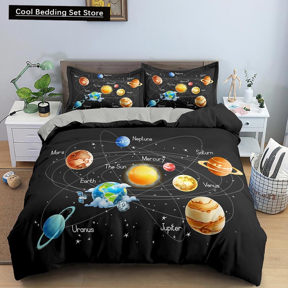 3D Galaxy Duvet Cover King Double Twin Queen Full 2/3pcs Bedding Set Universe Outer Space Themed Starry Polyester Quilt Cover