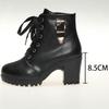 Large Size Women's Short Boots Autumn and Winter New Belt Buckle Thick Heel Round Head High Heel Martin Boots