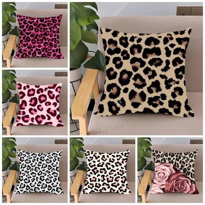 Pink Leopard Pattern Pillow Case Home Decor Throw For Sofa Bed Car Room Decor Gift Idea